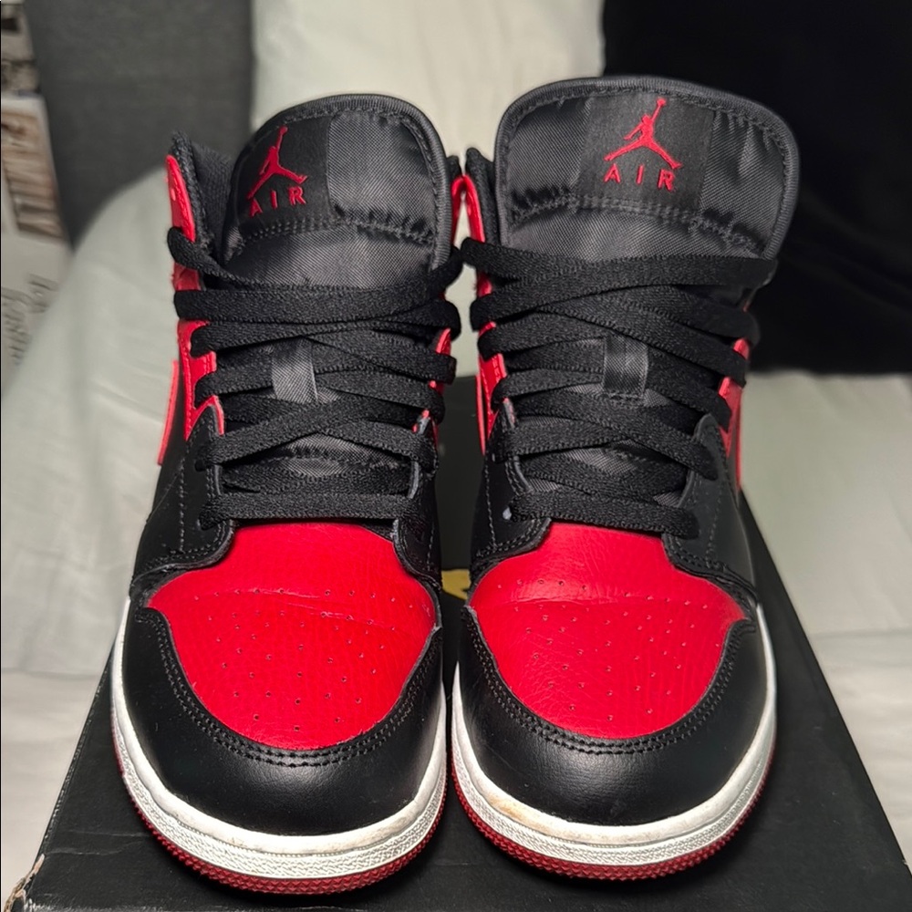 Jordan High-Top Sneakers in Black and Red